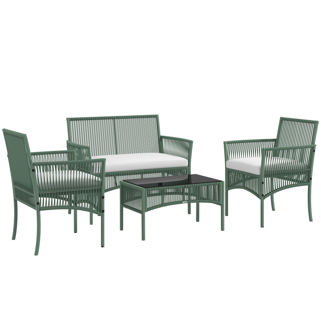 Solarias Ensemble salon de jardin 4 pièces canapé 2 places 2 fauteuils 1 table basse plateau verre trempé