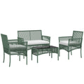 Solarias Ensemble salon de jardin 4 pièces canapé 2 places 2 fauteuils 1 table basse plateau verre trempé