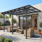 Solarias Pergola adossée aluminium 4,5 x 3 m avec toit en polycarbonate résistant UV, gouttière intégrée, tonnelle de jardin