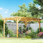 Solarias Pergola de jardin extérieur 3 x 4 m pergola en bois pour plantes grimpantes, bois naturel
