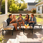 Solarias Salon de Jardin Modulaire 6 Pièces Ensemble Canapé Extérieur Transformable en Lit Table Basse et Plateaux Latéraux 