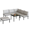 Solarias Ensemble lounge de jardin 5-6 personnes Set lounge avec canapé 2 places, 2 chaises, fauteuil d'angle, table à lames