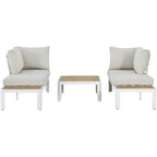Solarias Salon de jardin canapé d'angle - Aluminium - 4 personnes - OLANA - Blanc et beige