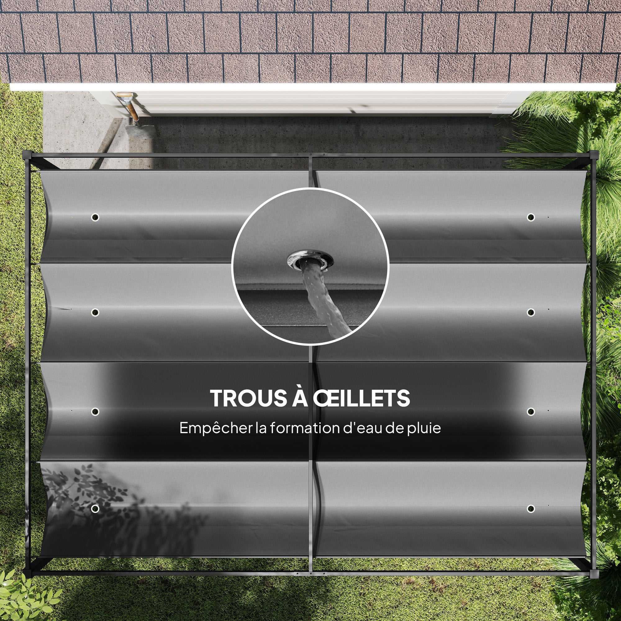 Solarias Pergola coulissante Pergola rétractable 4 x 3 m structure métal époxy anticorrosion toile polyester 180 g/m² gris f