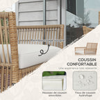 Solarias Ensemble salon de jardin 4 pièces canapé 2 places 2 fauteuils 1 table basse plateau verre trempé