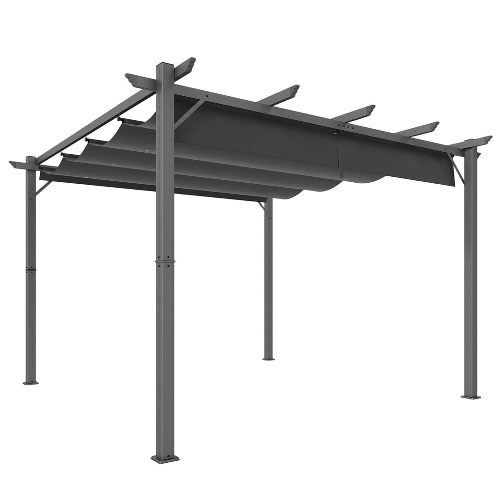 Solarias Pergola de Jardin 3x3 m avec Toit Rétractable Protection UPF30+ Drainage Cadre en Aluminium pour Patio Extérieur Gr