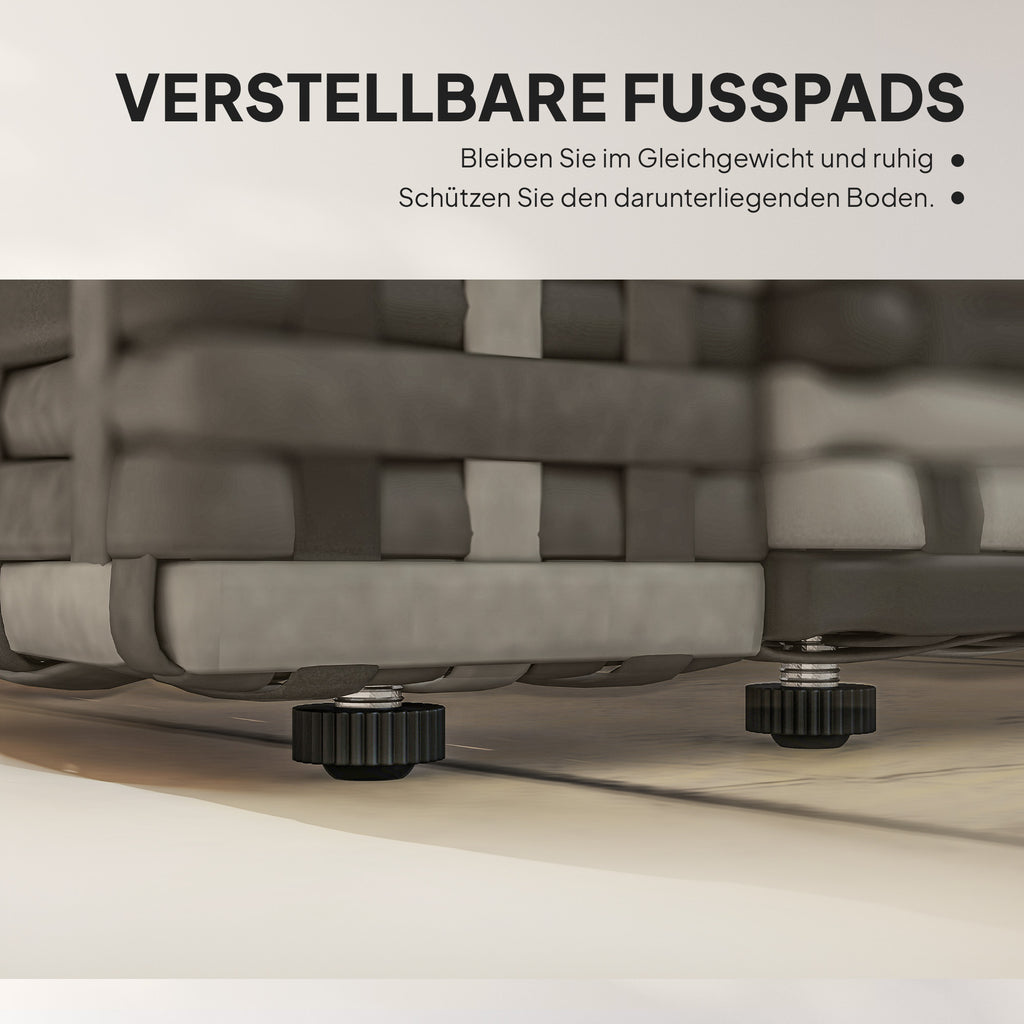 Solarias Canapé 2 places en rotin avec coussins Pliable Plateaux latéraux Sofa lounge Gris clair