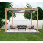 Solarias Pergola bioclimatique GAYA - Structure en aluminium et en acier - l300 x P300 x H240 cm - Aspect Bois