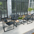 Solarias Ensemble de meubles de jardin 4 pièces, ensemble de mobilier extérieur, 2 fauteuils, canapé 2 places, 1 table, remb
