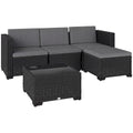 Solarias Ensemble Modulaire de Jardin en Rotin 5 Pièces avec Coussins, Canapé d'Angle Gris