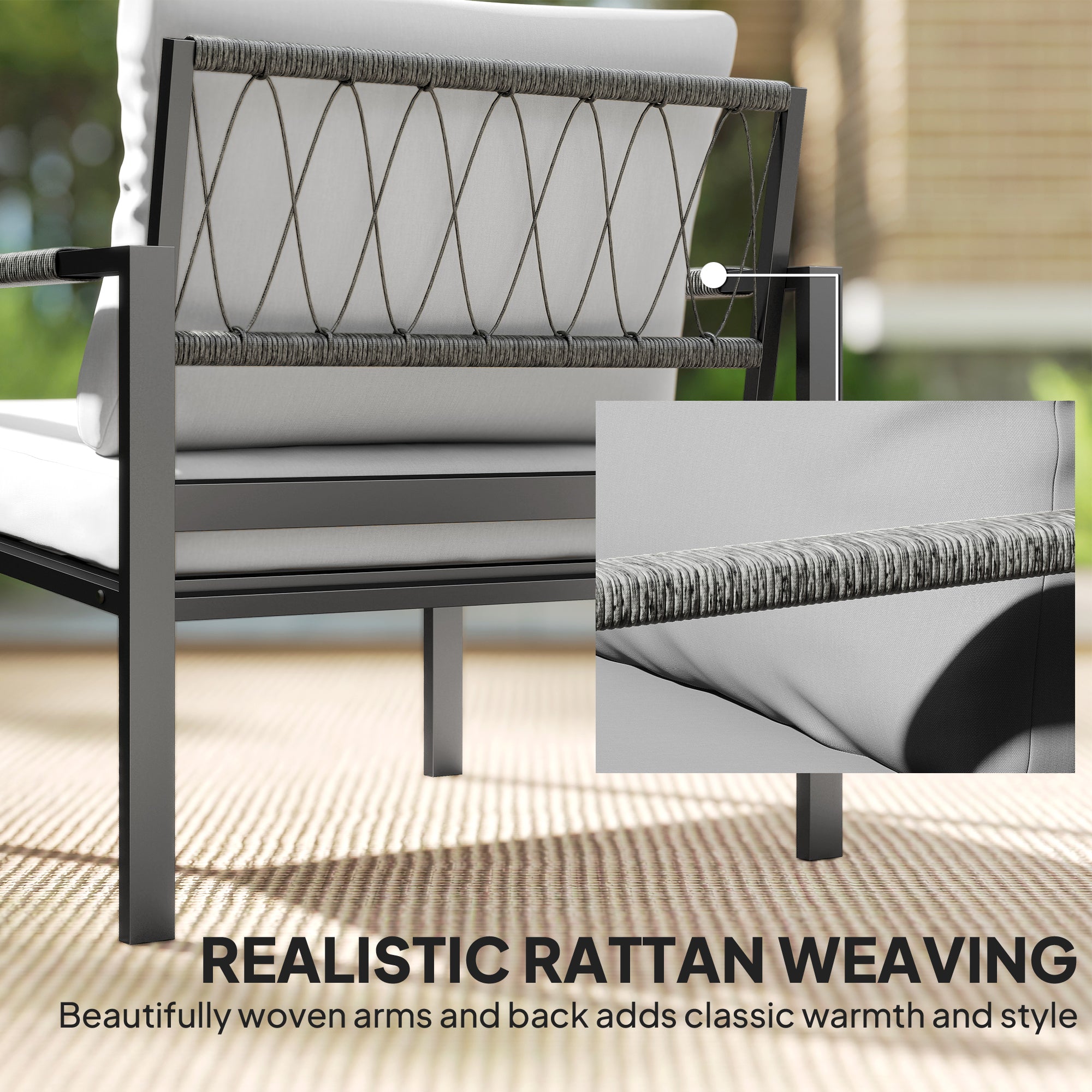 Solarias Ensemble de jardin 4 personnes résistant aux intempéries - ensemble balcon avec canapé 2 places, fauteuils, coussin