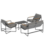 Solarias Salon de Jardin 4 Pièces Ensemble avec Canapé 2 Places, 2 Fauteuils et Table Basse Verre Trempé Coussins 13cm Gris 