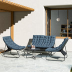 Solarias Ensemble de meubles de jardin 4 places, 2 chaises, 1 canapé double, 1 table avec une surface en verre, coussins épa