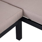 Solarias Ensemble Salon de Jardin d'angle Design Contemporain 5 Places Coussins Marron Table Basse alu. Noir et Imitation Bo