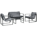 Solarias Salon de jardin 4 pièces 4 personnes avec canapé 2 places, 2 fauteuils et 1 table basse gris