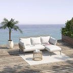 Solarias Salon de jardin extérieur d'angle moduable 4 places en résine tressée canapé de jardin extérieur avec table basse c