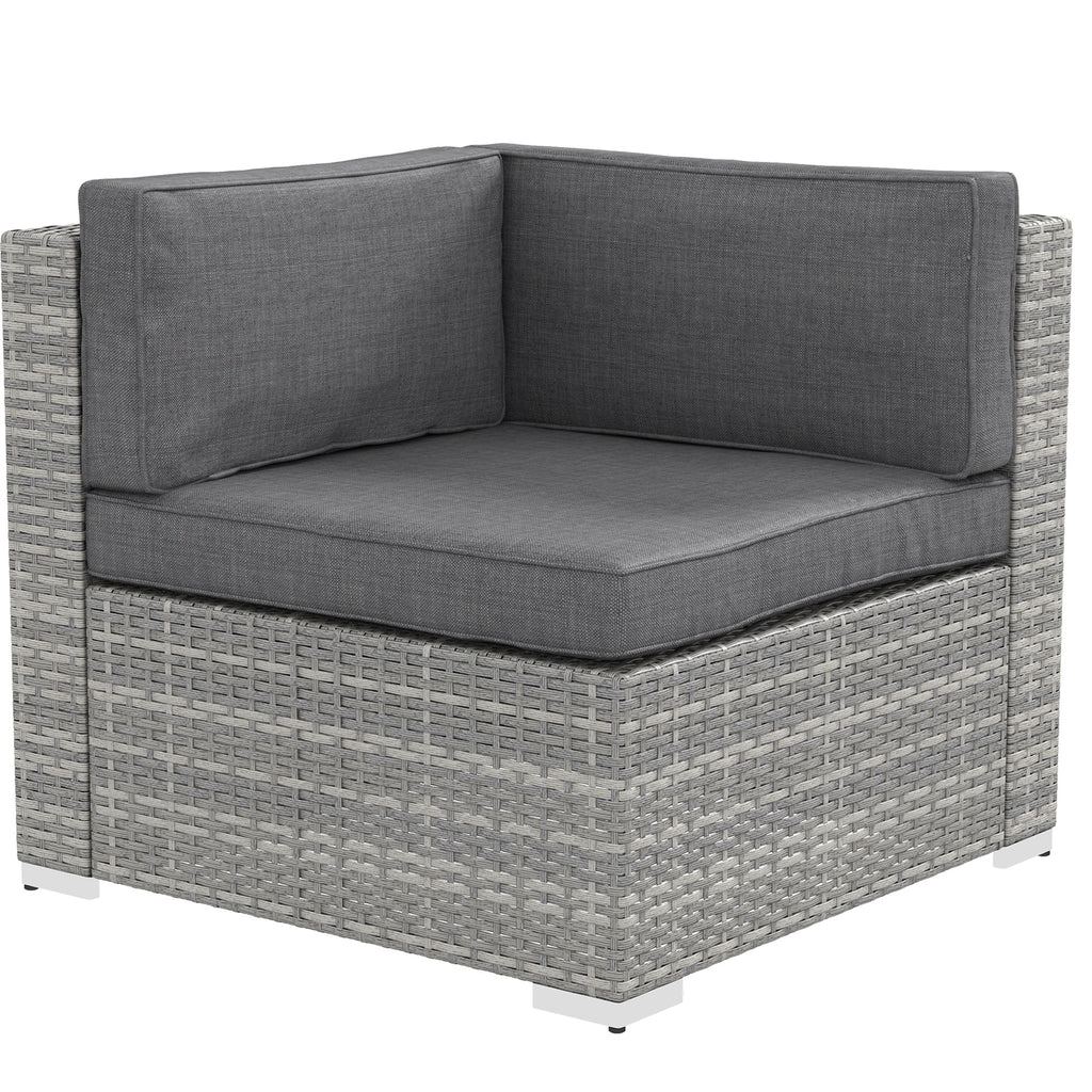 Solarias Ensemble salon de jardin 7 pièces modulables table basse plateau verre trempé coussins déhoussables inclus gris