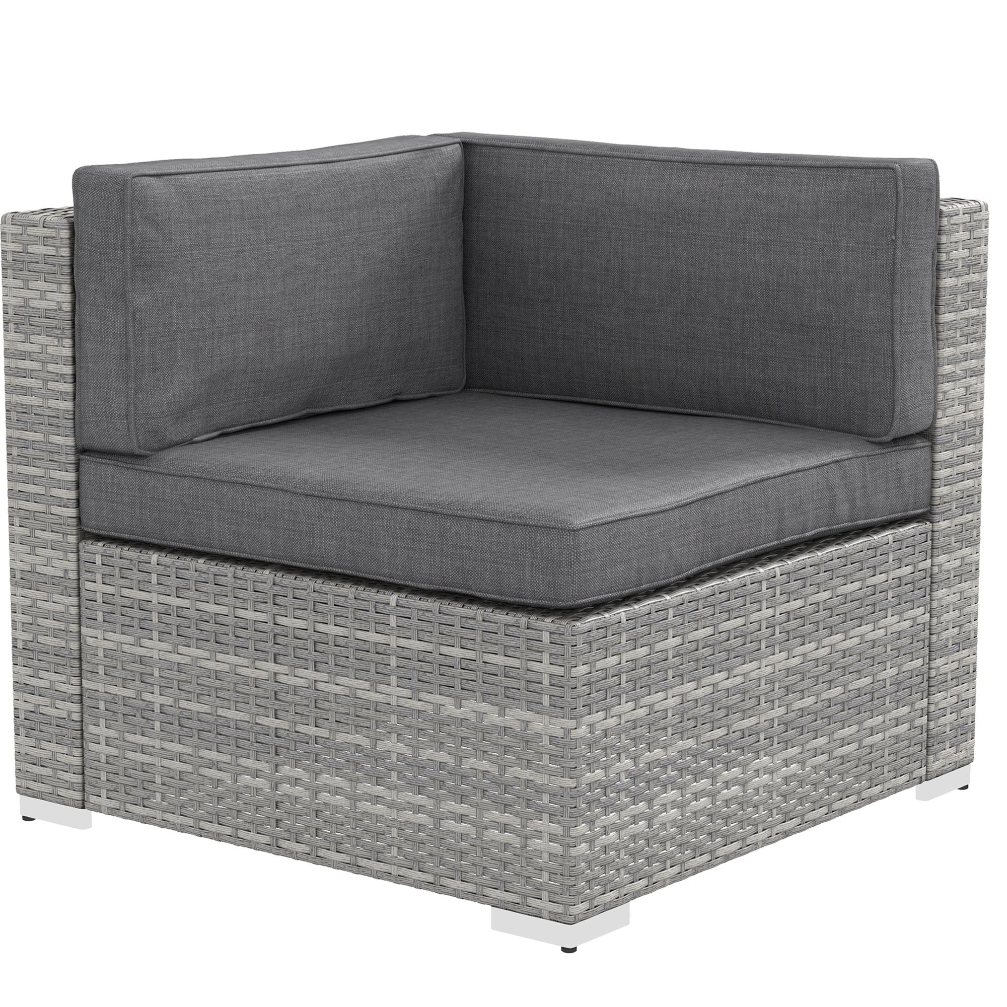 Solarias Ensemble salon de jardin 7 pièces modulables table basse plateau verre trempé coussins déhoussables inclus gris