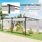 Solarias Pergola jardin exterieur 3 x 6 m pergola coulissante rétractable avec parois latérales, abri soleil UPF30+, gris