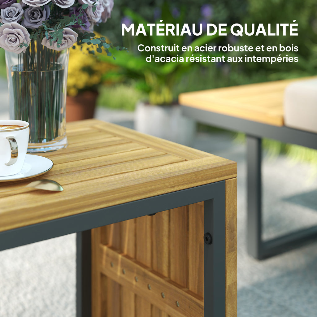 Solarias Ensemble de meubles de jardin modulable en bois d'acacia 6 places, salon de jardin d'angle avec table, gris