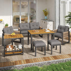 Solarias Ensemble canapé d'extérieur moderne, table amovible, accoudoirs tressés et coussins d'assise épais, Gris+Couleur na