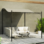 Solarias Pergola de 2,5 x 3 m, Pavillon de Jardin Monté sur Mur, Résistant à l'eau, Cadre en Métal, Trous de drainage, Toit 