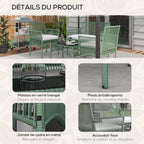 Solarias Ensemble salon de jardin 4 pièces canapé 2 places 2 fauteuils 1 table basse plateau verre trempé