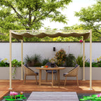 Solarias Pergola de jardin 3 x 3m avec toit rétractable et fixation magnétique, auvent de protection solaire, UPF30+, kaki
