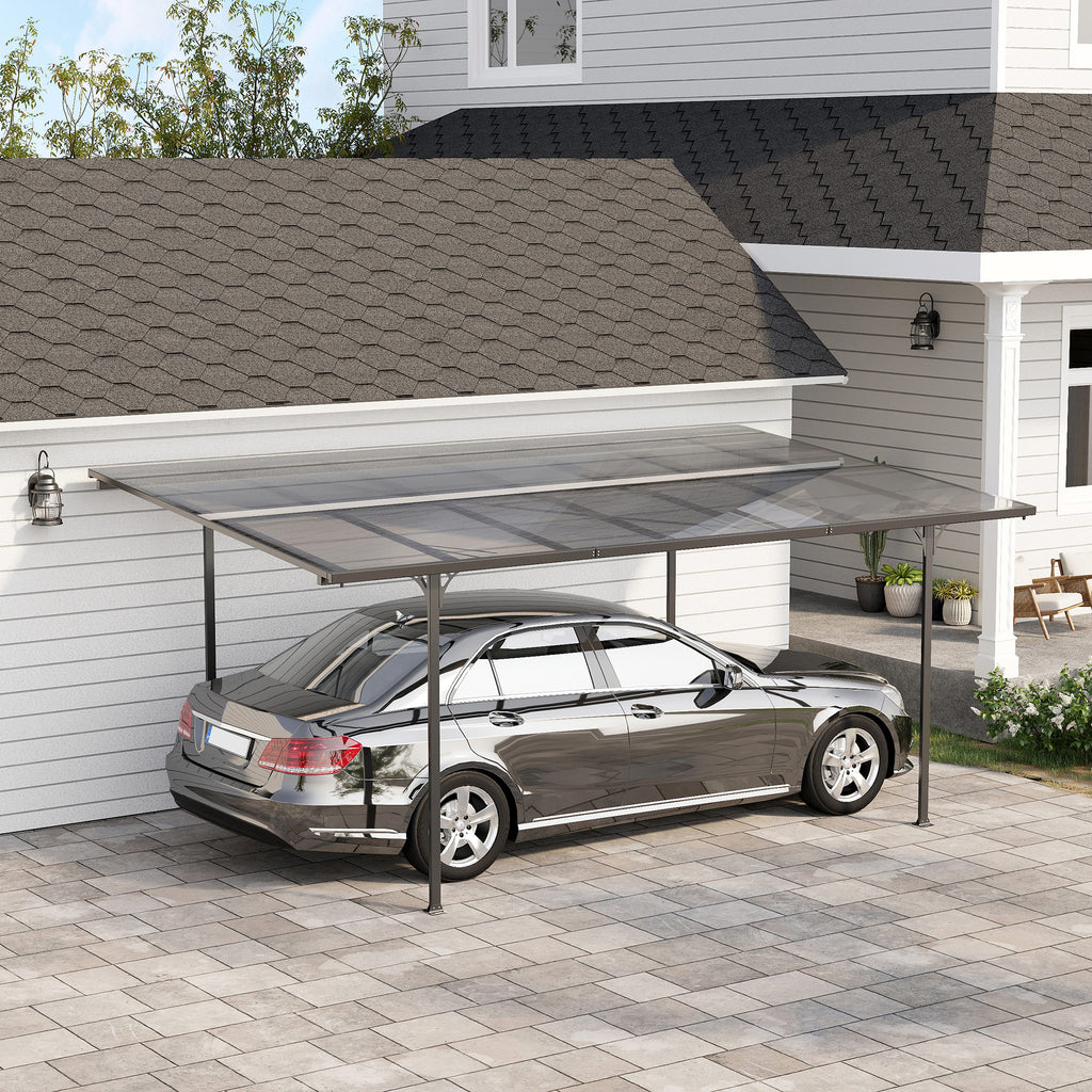 Solarias Pergola rigide alu. polycarbonate pavillon de jardin abri de voiture 500 x 299 x 195/223 cm gris