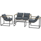 Solarias Ensemble de meubles de jardin 4 pièces, ensemble de mobilier extérieur, 2 fauteuils, canapé 2 places, 1 table, remb